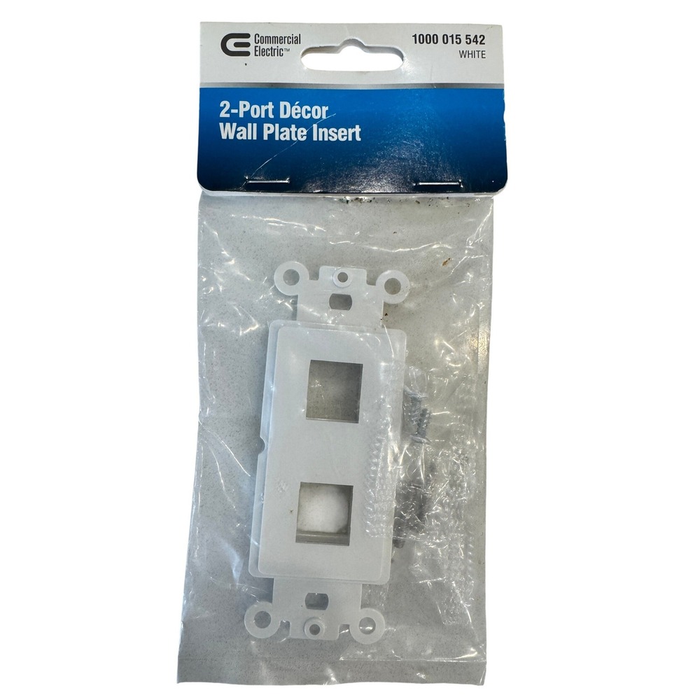 Commercial Electric 2-Port Decor Wall Plate Insert White 5152-WH-VN 1000015542